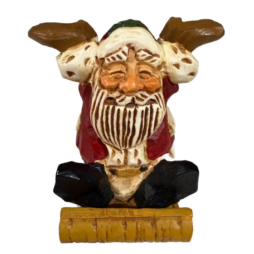 Vtg SANTA ON A SLED David Frykman Christmas 1995 Decor Home Resin Figure